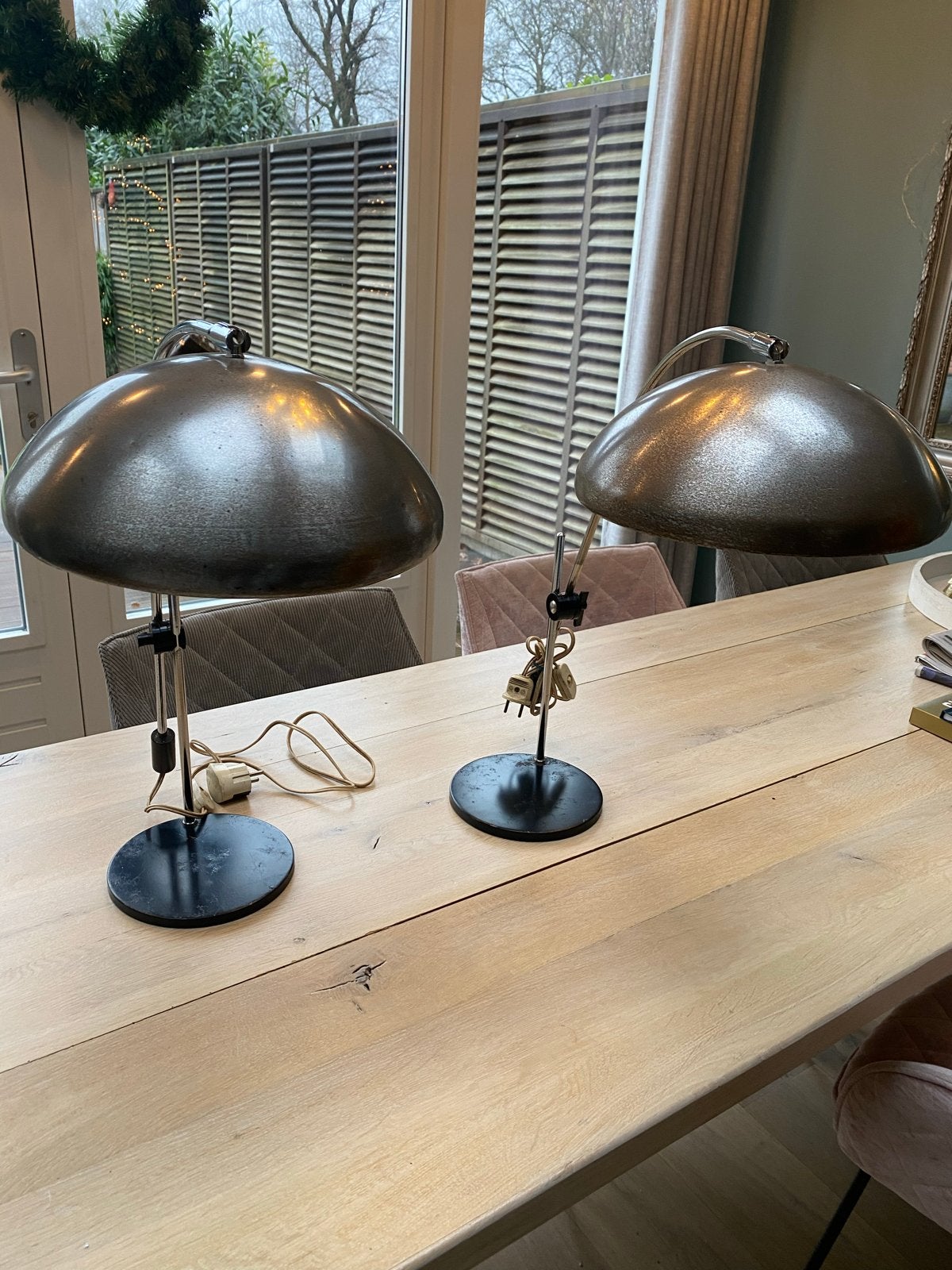 Unieke set vintage lampen jaren '50 '60 met prachtige patina, Ophalen