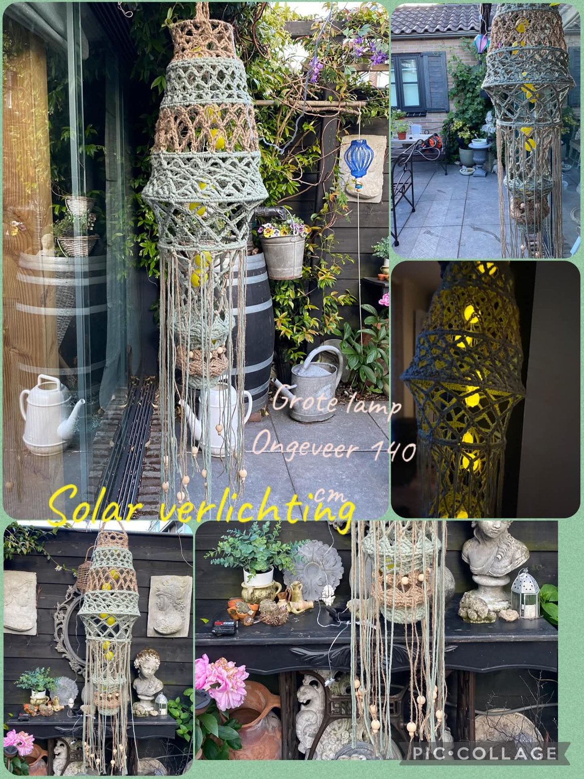 Grote solar lamp ibiza style lampionnetjes lichtsnoer, Ophalen, Zo goed als nieuw