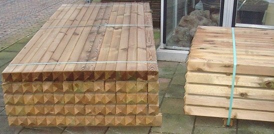 Geimpregneerde houten tuinpalen 30 stuks/2.40 mtr., Tuin en Terras, Palen, Balken en Planken, Ophalen, Nieuw, 180 tot 250 cm, Planken