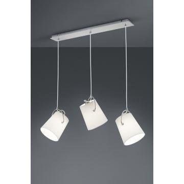 TRIO LEUCHTEN HANGLAMPEN MERAN NIKKEL/TEXTIEL VAN  161  VOOR, ., Nieuw, Ophalen of Verzenden, Stof