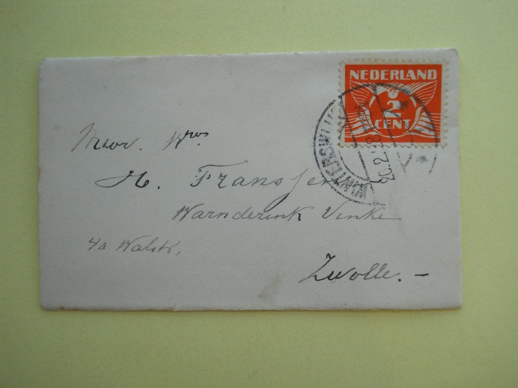 Nederland 1925 Briefje Vliegende duif gestempeld Winterswijk, Ophalen of Verzenden, Envelop