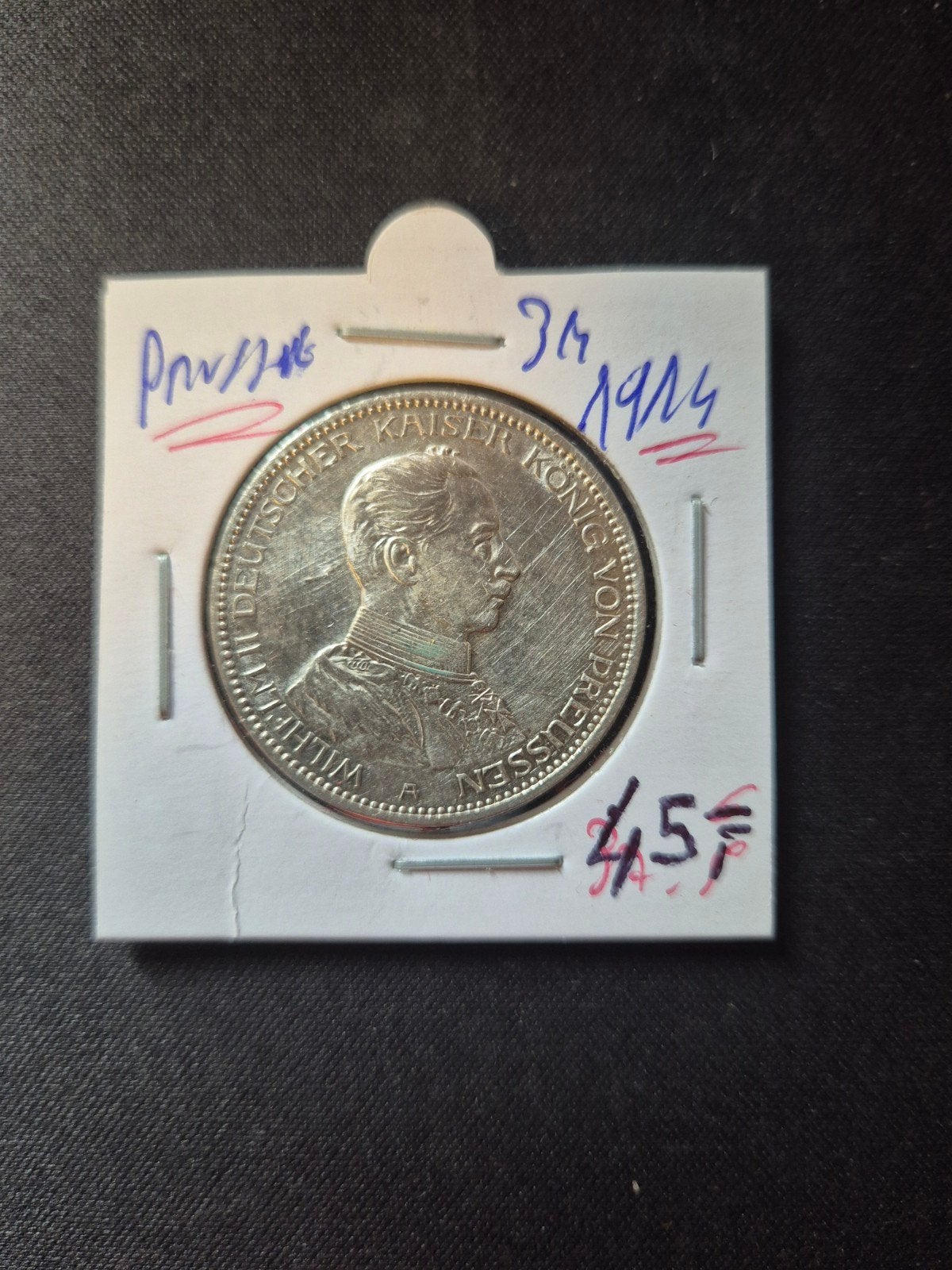 Duitse 3 Mark munt Wilhelm II 1914, Ophalen of Verzenden, Duitsland, Losse munt, Zilver