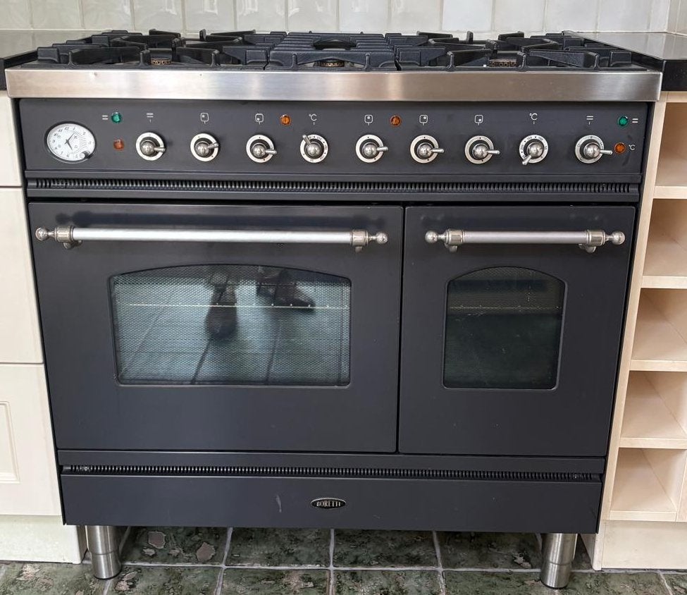 Boretti PD90NMP 90 cm gasfornuis – 5 pits – 2 ovens werkend, Ophalen, Gebruikt, Hete lucht, 60 cm of meer