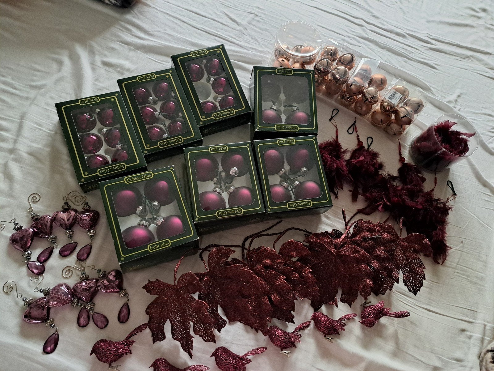 In 1x klaar! Prachtige bordeaux/roze kerstballen ed, Ophalen, Gebruikt