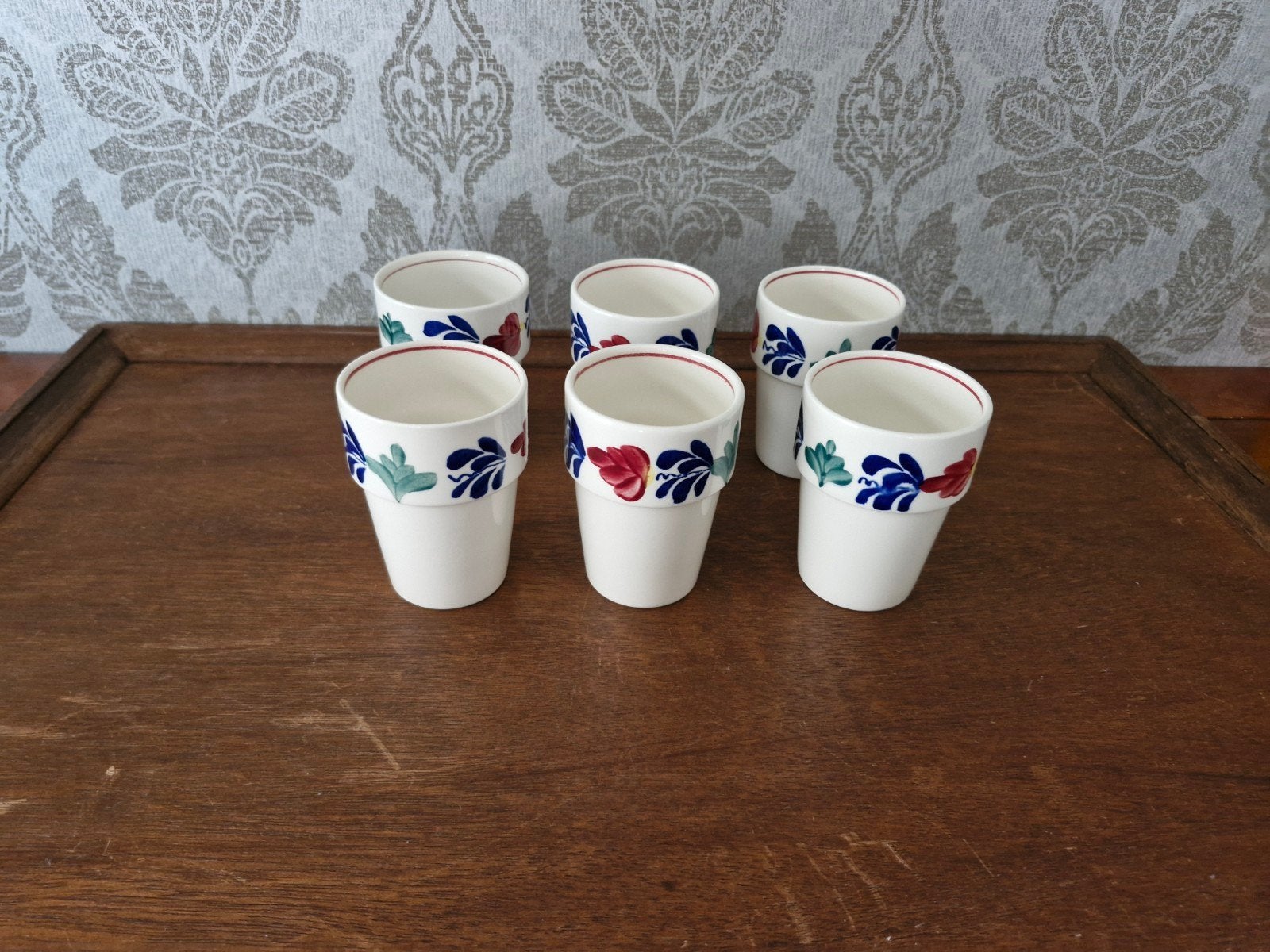 Vintage Boerenbont  melkbekers (Boch & Sphinx, '60/'70), Huis en Inrichting, Keuken | Servies, Ophalen of Verzenden, Zo goed als nieuw