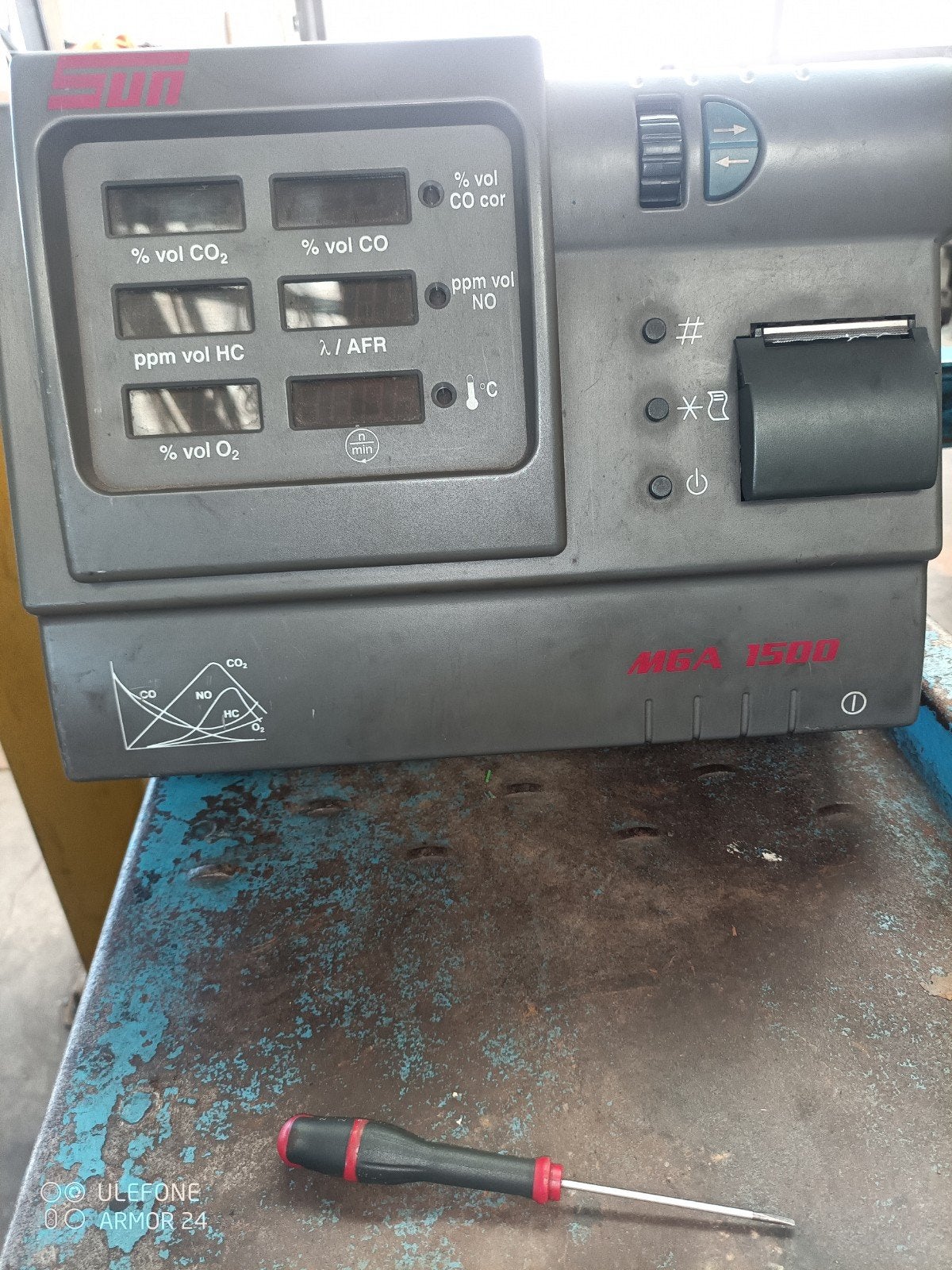 Sun MGA 1500 Uitlaatgasanalyser, Auto diversen, Autogereedschap, Ophalen of Verzenden, Gebruikt