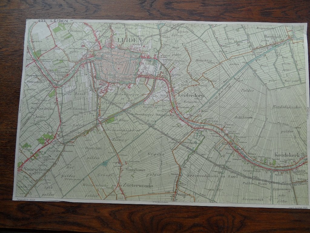 stafkaart  leiden  koudekerk  hoogmade  meerburg, Verzenden