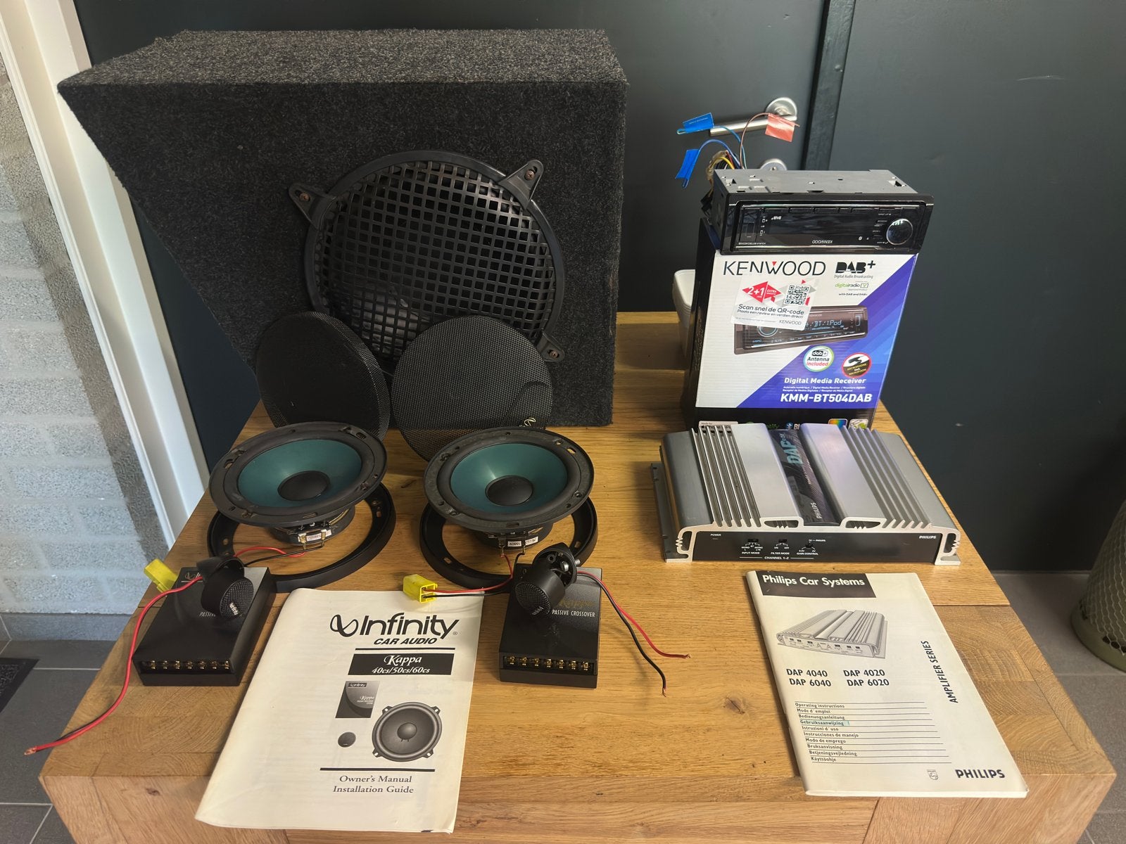 Complete car-audioset Kenwood DAB+ / Infinity Kappa /Philips, Ophalen, Gebruikt