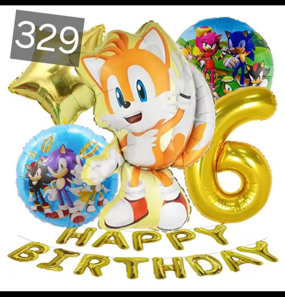 Sonic the Hedgehog Verjaardagsballonnen Set - 6 jaar, Hobby en Vrije tijd, Feestartikelen, Nieuw, Versiering, Verjaardag, Ophalen of Verzenden