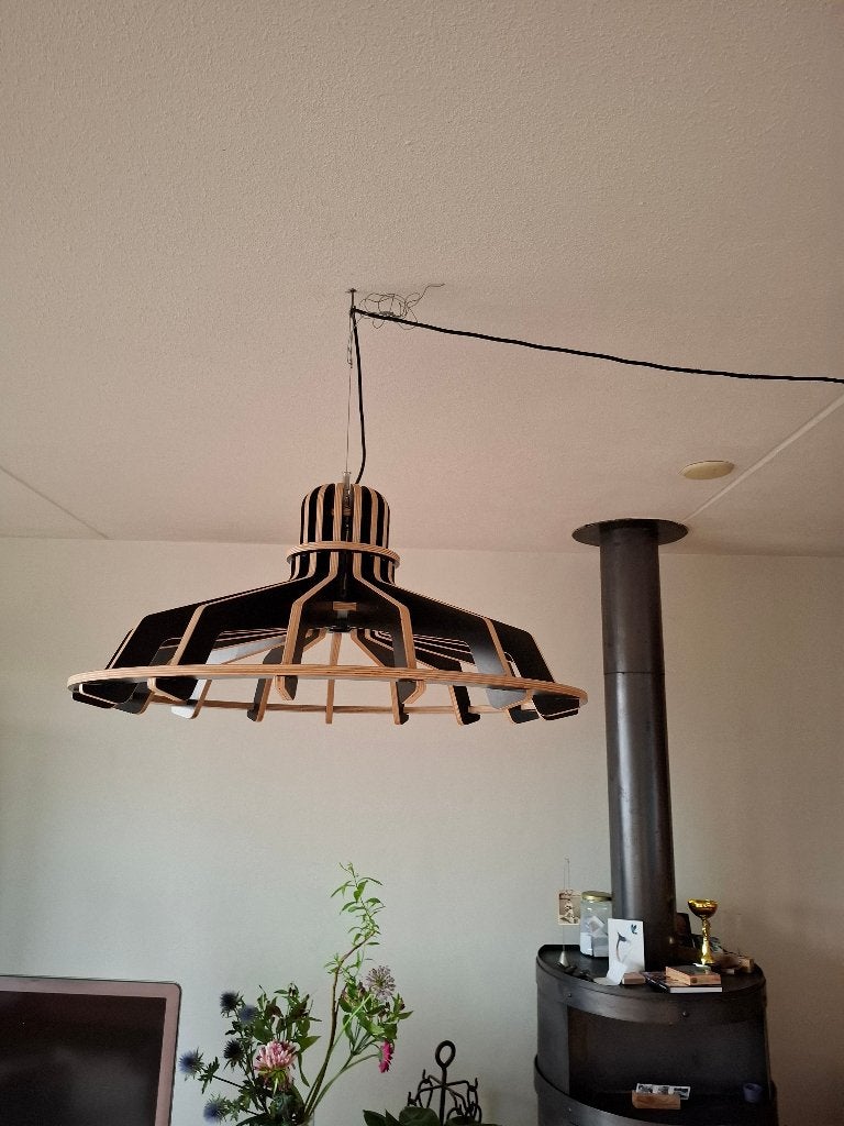 hanglamp hout zwart, Ophalen, Zo goed als nieuw, Hout