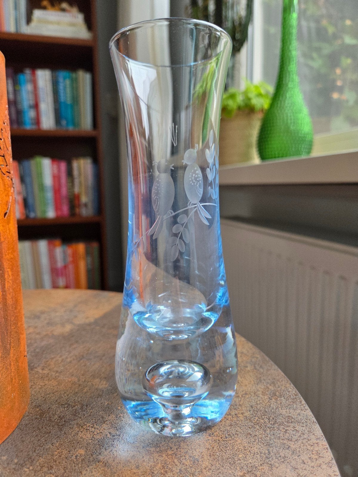 Randsfjord Glassverk vaasje met vogels, Noors glas, Ophalen of Verzenden