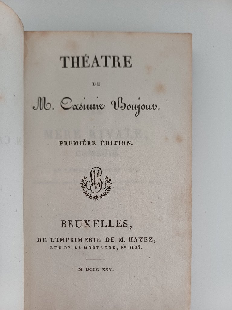 Théatre de M. Casimir Bonjour Prem. Ed. Bruxelles 1825, Verzenden