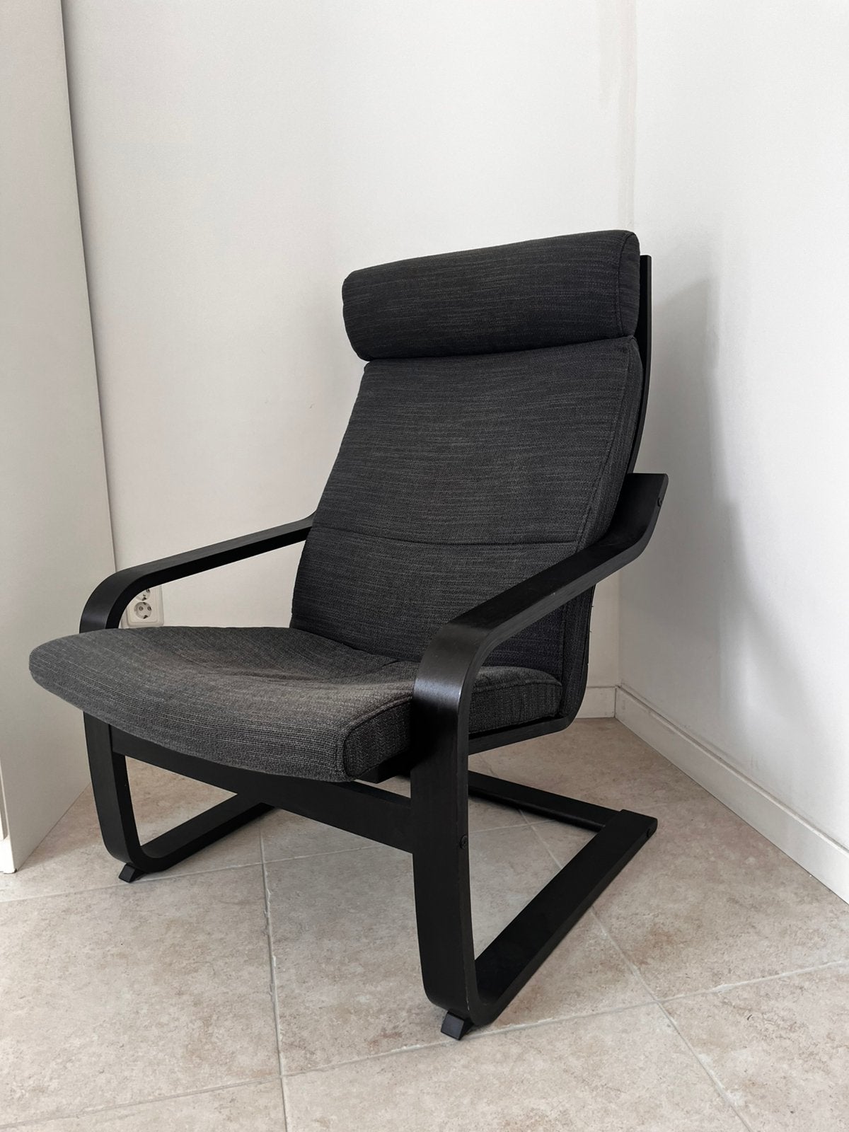 Zwart/grijs Poang Fauteuil, Huis en Inrichting, Ophalen, 75 tot 100 cm, Zo goed als nieuw, 50 tot 75 cm