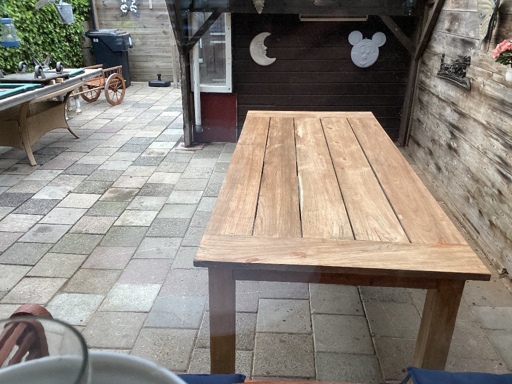 Grote eikenhouten tuintafel, Ophalen, Gebruikt, 100 tot 150 cm, Eikenhout