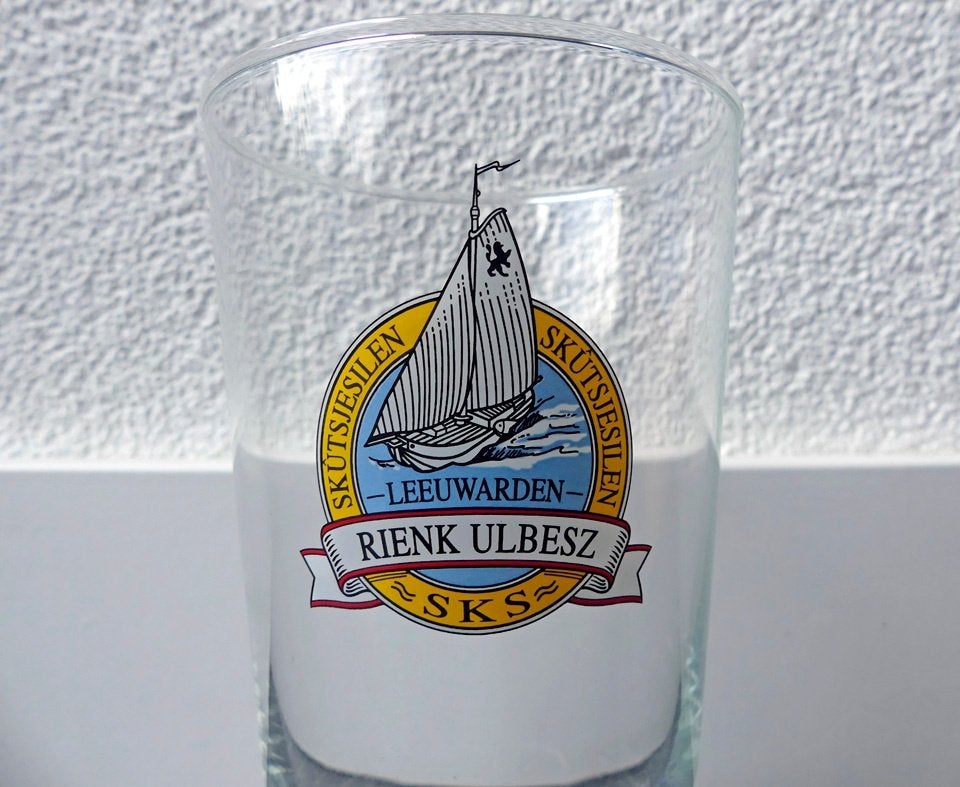 Grolsch bierglas SKS Skûtsjesilen Leeuwarden skûtsje Ulbesz, Ophalen of Verzenden, Zo goed als nieuw, Glas of Glazen, Grolsch