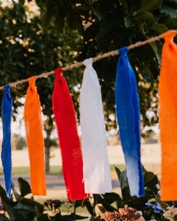 Nieuwe stoffen slinger 5 meter (WK/koningsdag), Ophalen of Verzenden, Nieuw, Versiering, Oranje of Koningsdag