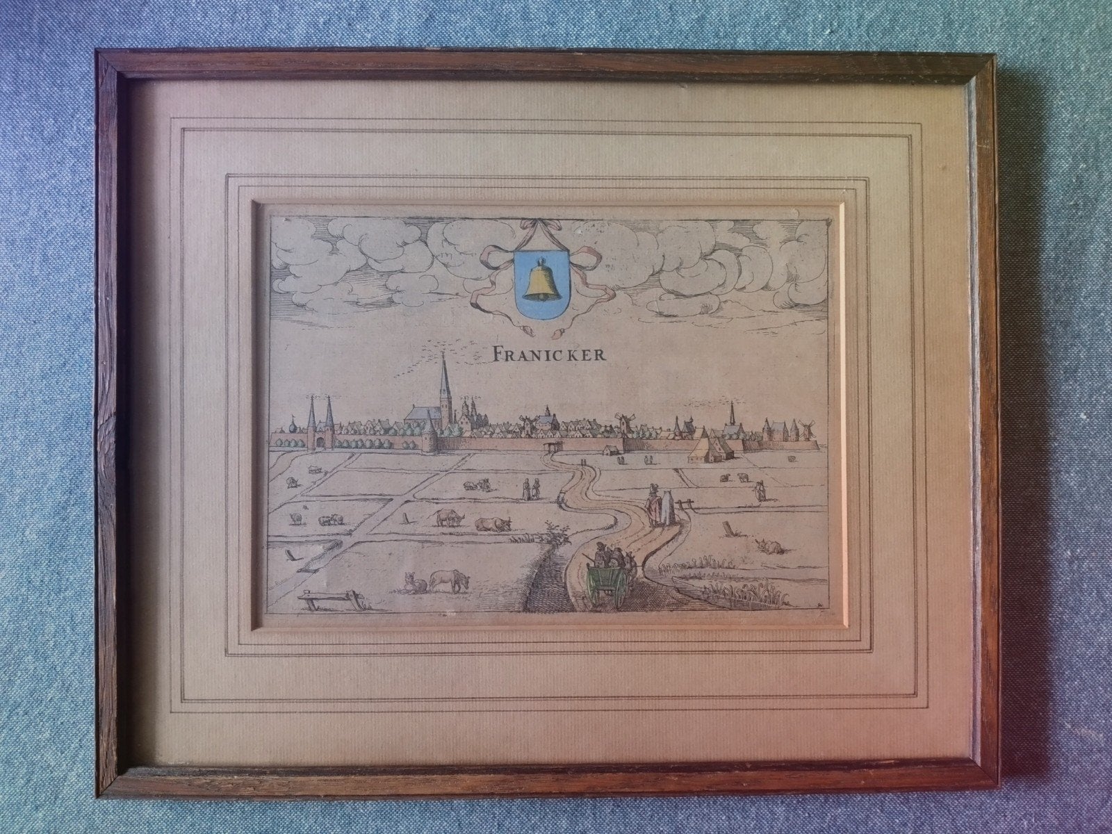 Franeker, ets gravure uit 1616, Antiek en Kunst, Ophalen of Verzenden