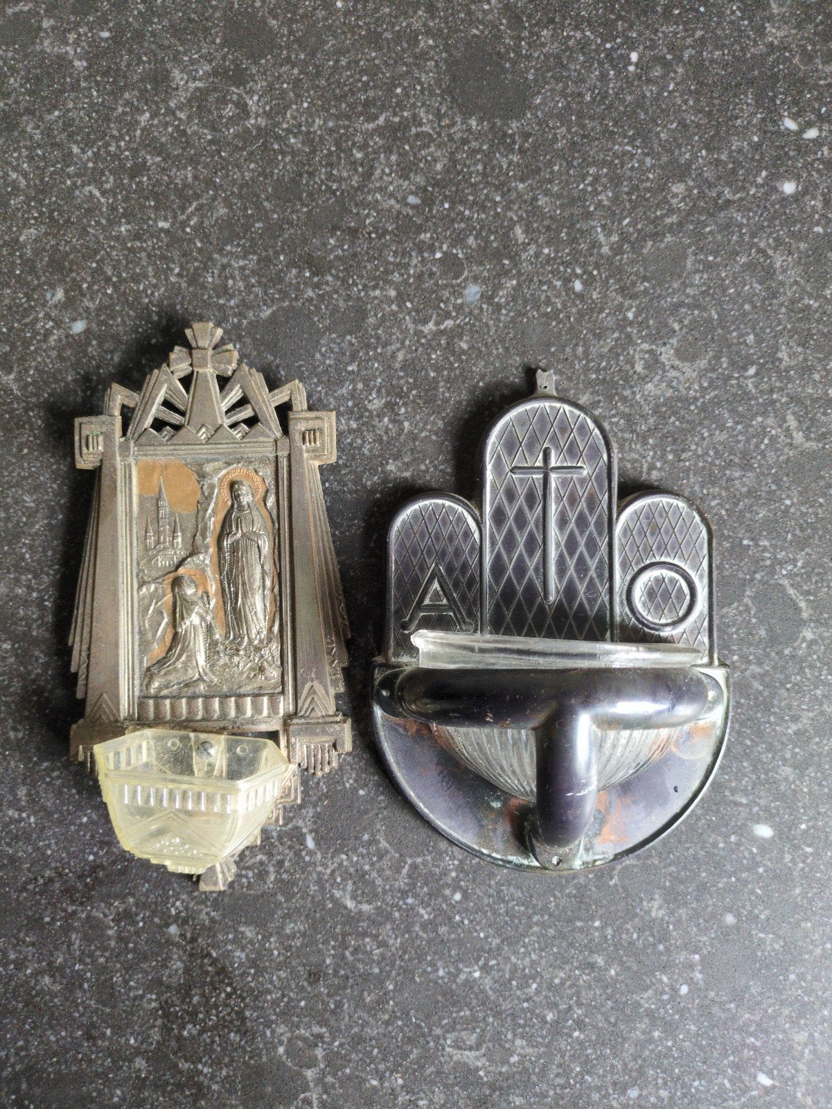 Antieke wijwaterbakjes (2 stuks) set, Antiek en Kunst, Ophalen of Verzenden