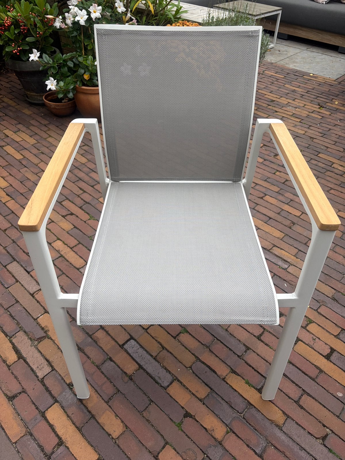 Tuinstoelen Goossens (lichtgrijs, aluminium wit, 5 stuks)