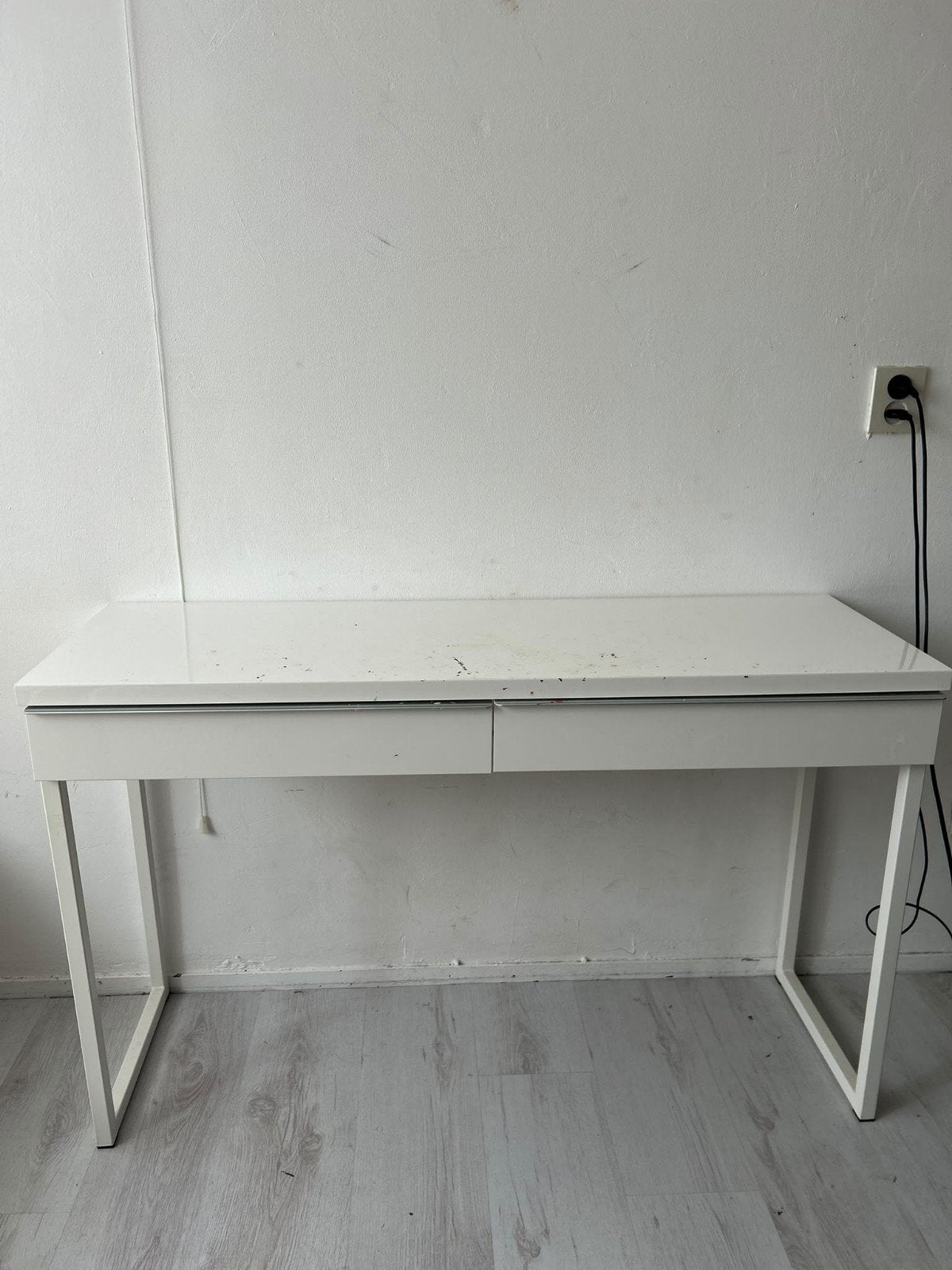 Hoogglans witte kaptafel / sidetable met lades 120 x 40 x 74, Gebruikt, 100 tot 150 cm, Ophalen of Verzenden, Minder dan 100 cm