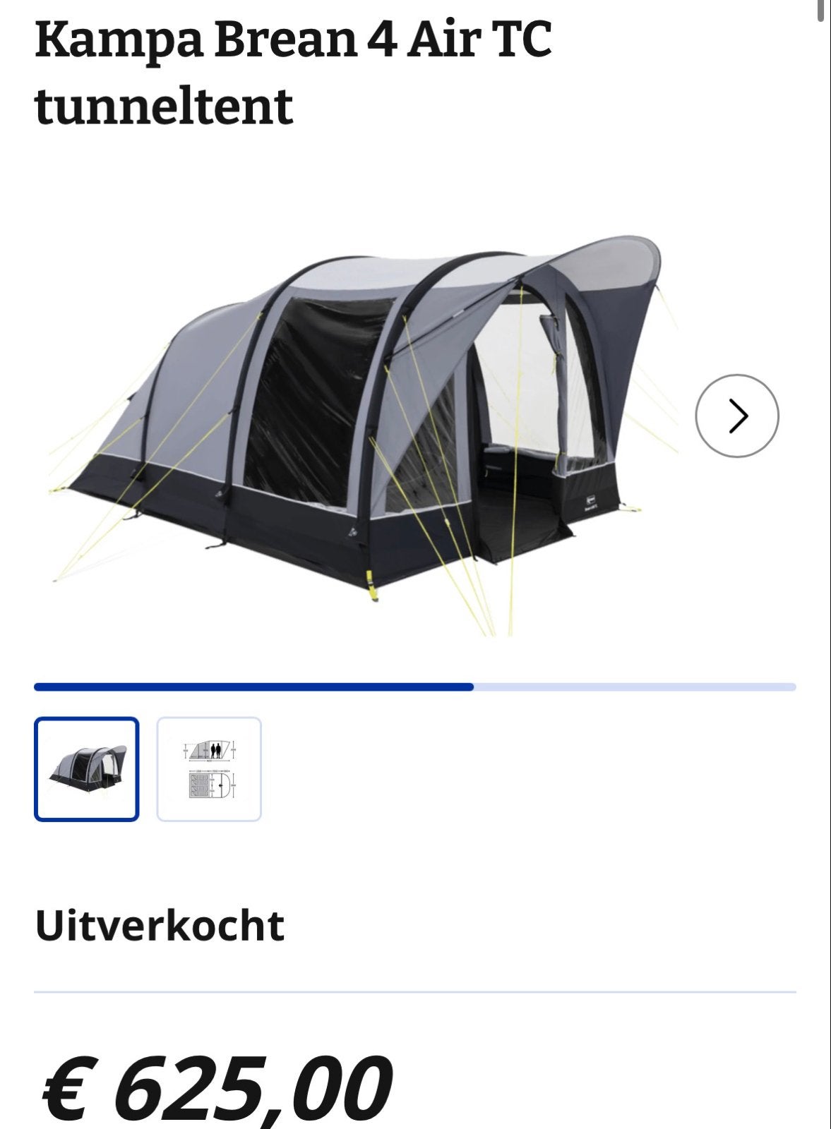Kampa Brean 4 Air TC Tunneltent - NIEUW, Ophalen of Verzenden, Nieuw, Tot en met 4
