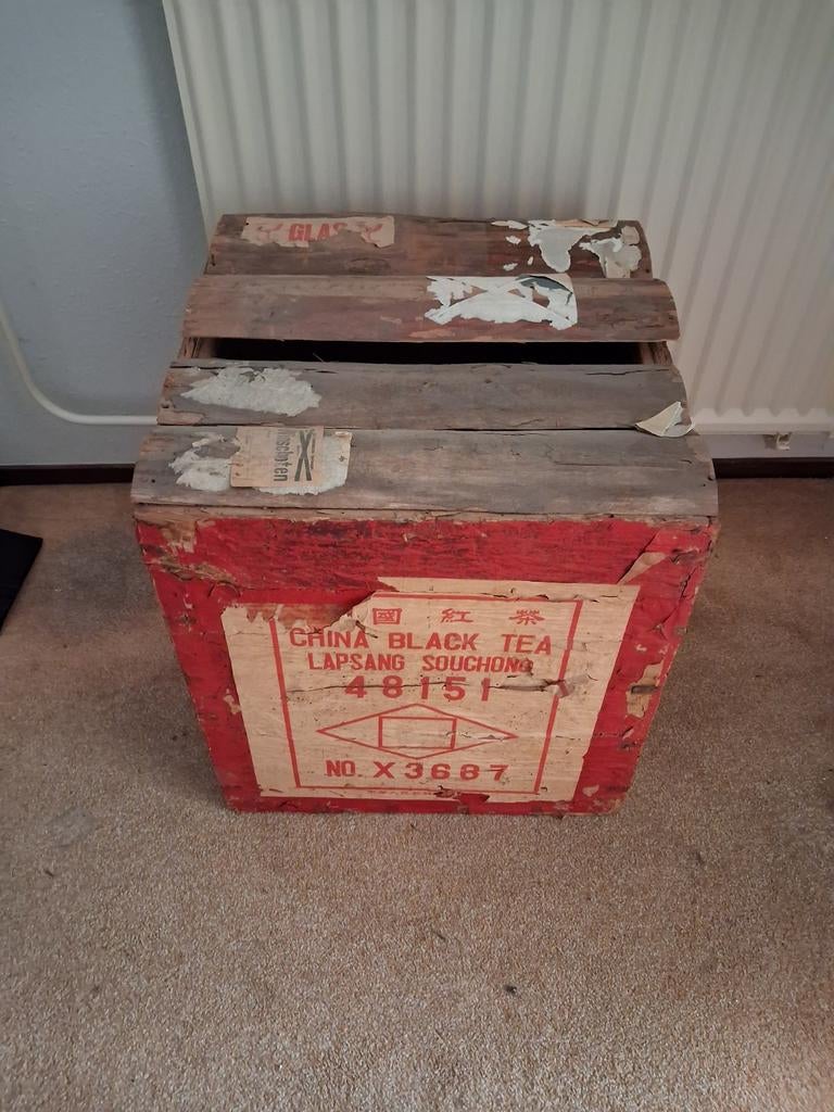 Uniek 3 houten transportkisten China jaren 50, Ophalen, Gebruikt, 50 tot 100 cm, Minder dan 50 cm