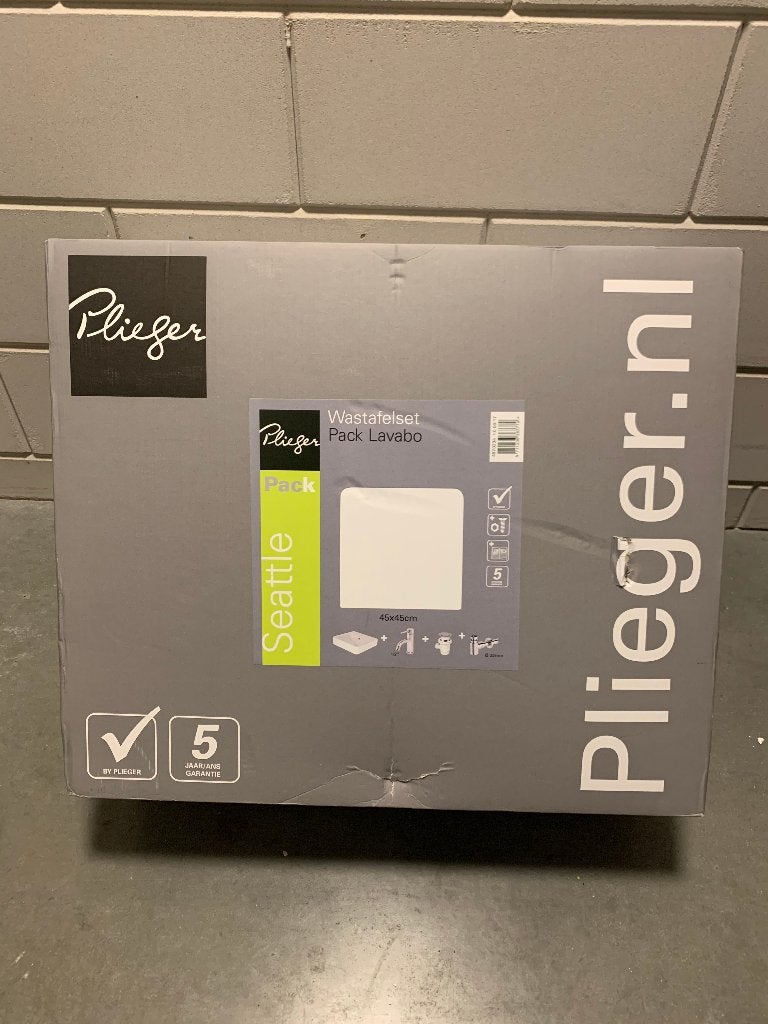 Plieger Seattle wastafelpack compleet met overloop 45x45cm, Ophalen, Nieuw