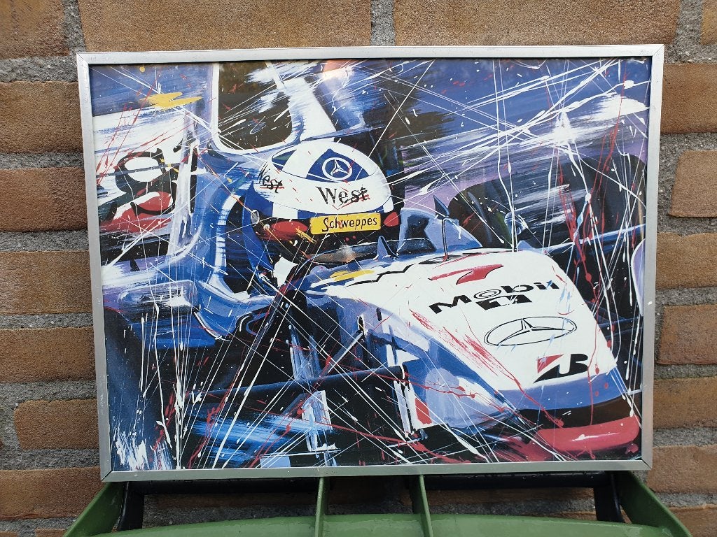 Litho west Mclaren Mercedes David Coulthard in lijst 40x31cm, Ophalen of Verzenden, Auto's