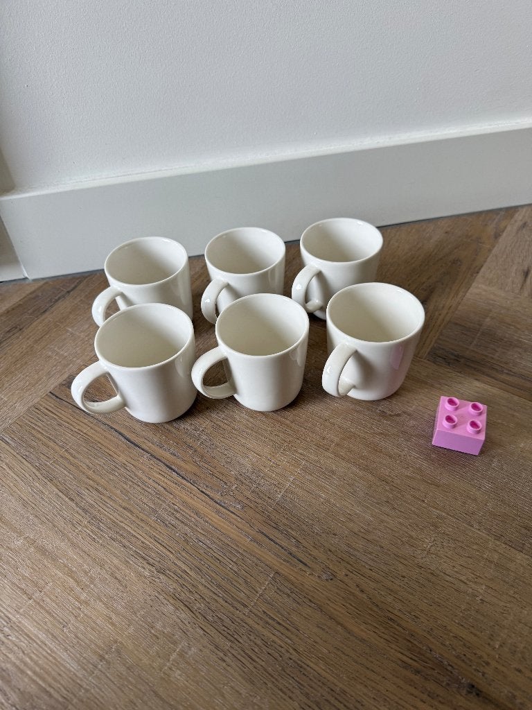 ZGAN 6x wit new bone Hema Chicago koffie kopjes set beker, Hema, Ophalen of Verzenden, Zo goed als nieuw, Overige stijlen