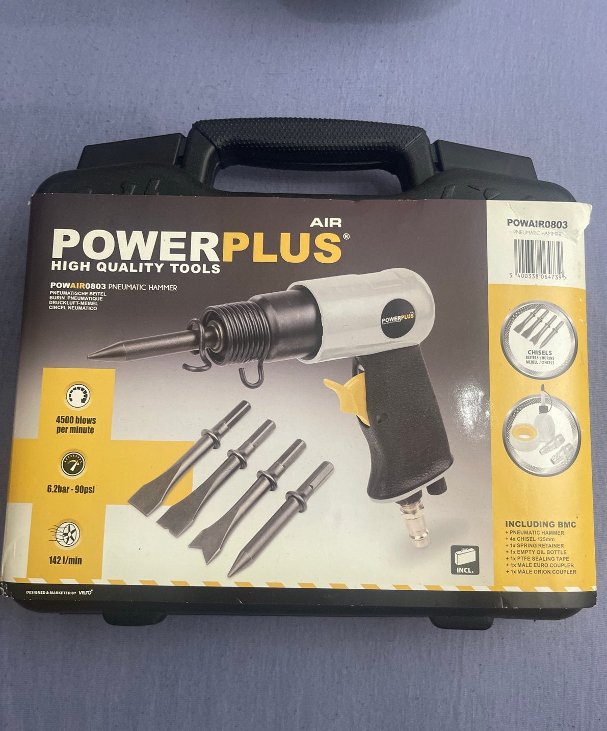 POWERPLUS AIR0803 Pneumatische Hamer - Nieuw in Koffer, Doe-het-zelf en Verbouw, Ophalen of Verzenden, Nieuw