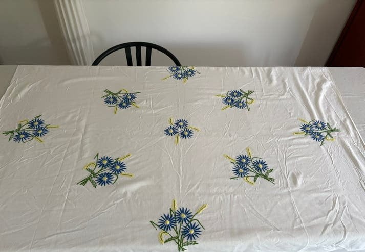 Vintage linnen tafelkleed |Antiek |Brocante |Frans, 150 cm, Linnen, Ophalen of Verzenden, Zo goed als nieuw