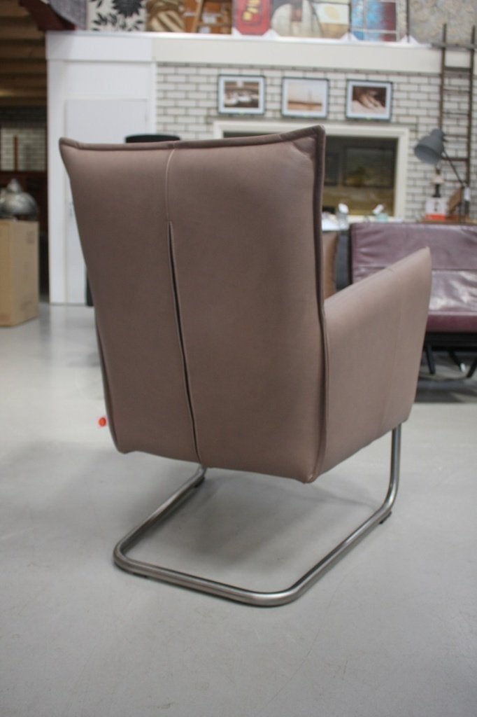 Luxe fauteuil Aron Jess Design echt leer Opal sledeframe, Ophalen, 75 tot 100 cm, Zo goed als nieuw, Leer