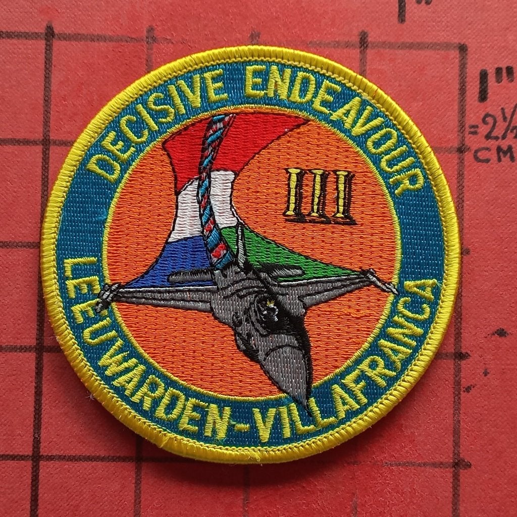 KLU LUCHTMACHT PATCH F-16 ITALIË DECISIVE ENDEAVOUR 3 VILLA., Verzenden, Luchtmacht, Nederland, Embleem of Badge