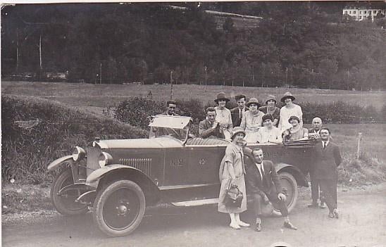 Toerisme gezelschap in auto bus, Verzenden, 1920 tot 1940, Gelopen, Voertuig