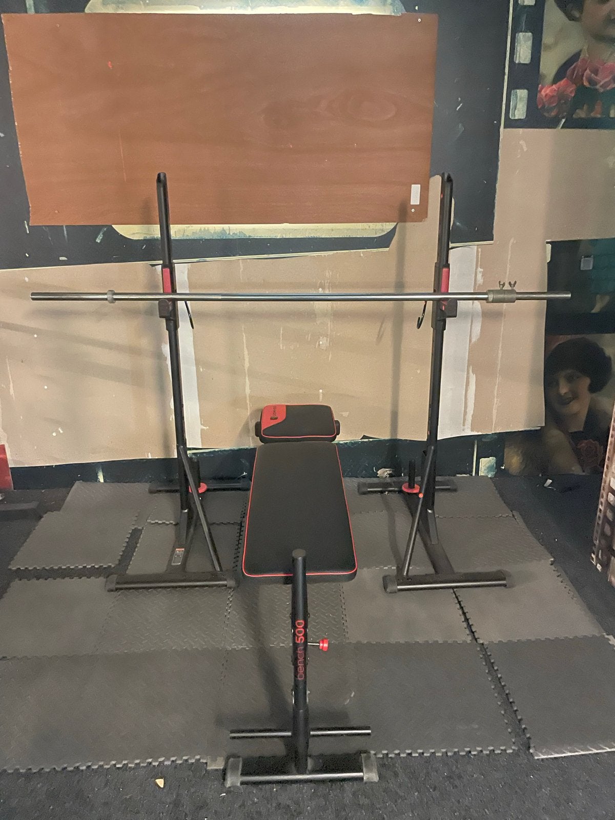 Bench Press Set met Halterschijven en Stangen, Ophalen, Gebruikt, Borst, Halterset