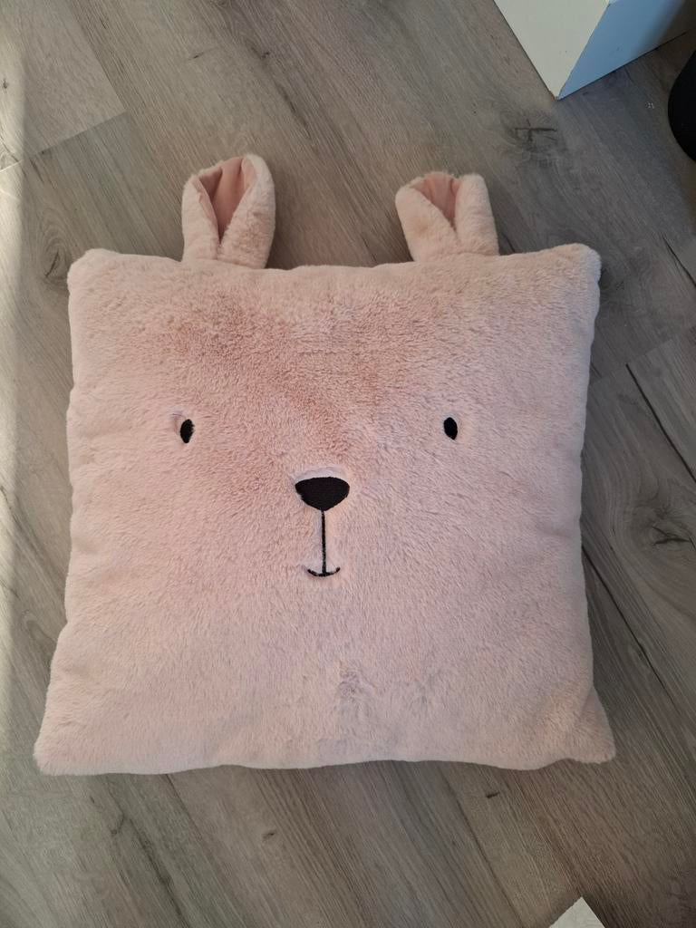 Schattig roze konijnenkussen met oren, Ophalen, Gebruikt, Roze, Vierkant