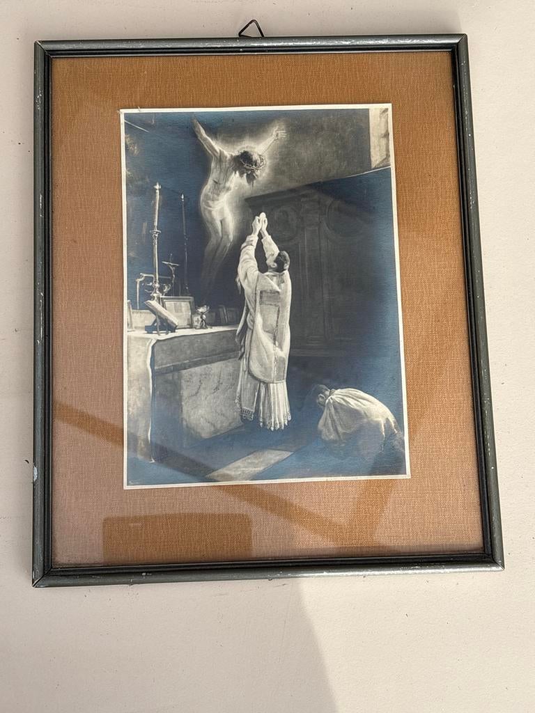 Oude religieuze prent in lijst - H.A. Jas Breda, Ophalen of Verzenden