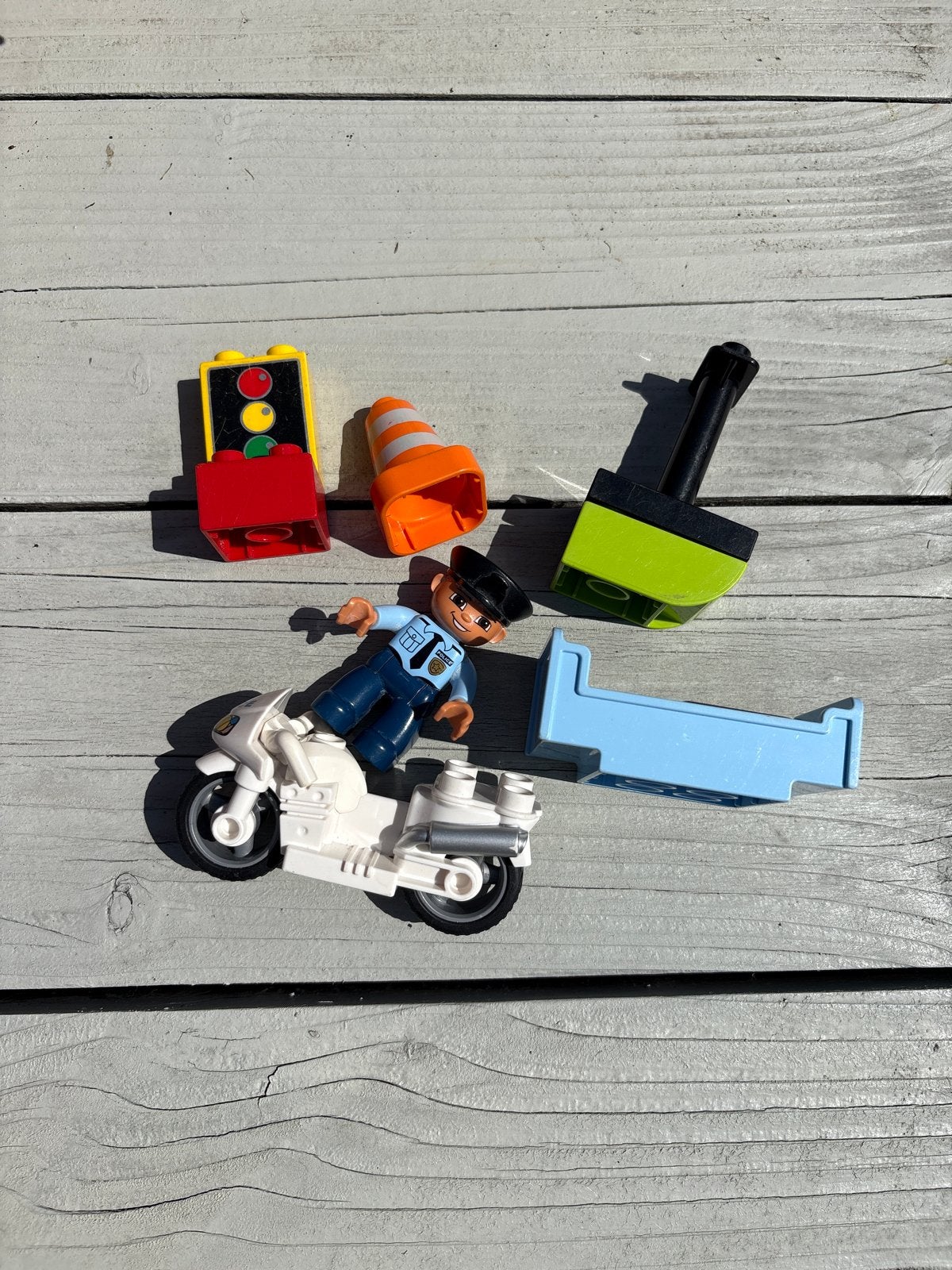 LEGO Duplo Politie Motor met Agent en Accessoires, Ophalen of Verzenden, Gebruikt, Overige merken
