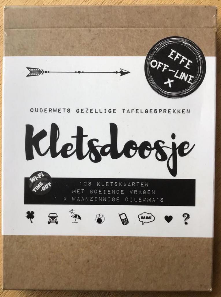 Kletsdoosje van Kletspot - ZGAN, Hobby en Vrije tijd, Gezelschapsspellen | Kaartspellen, Zo goed als nieuw, Een of twee spelers