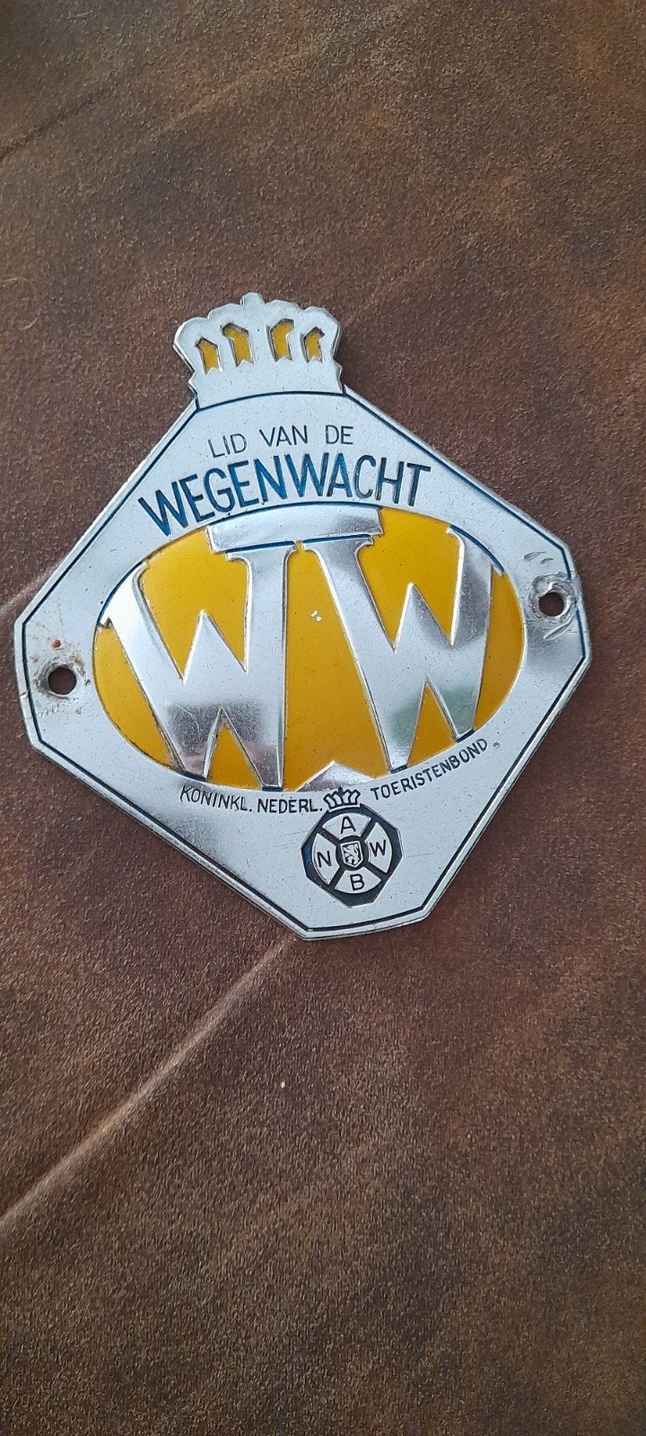Vintage ANWB Wegenwacht auto badge - Lid van de Wegenwacht, Ophalen of Verzenden