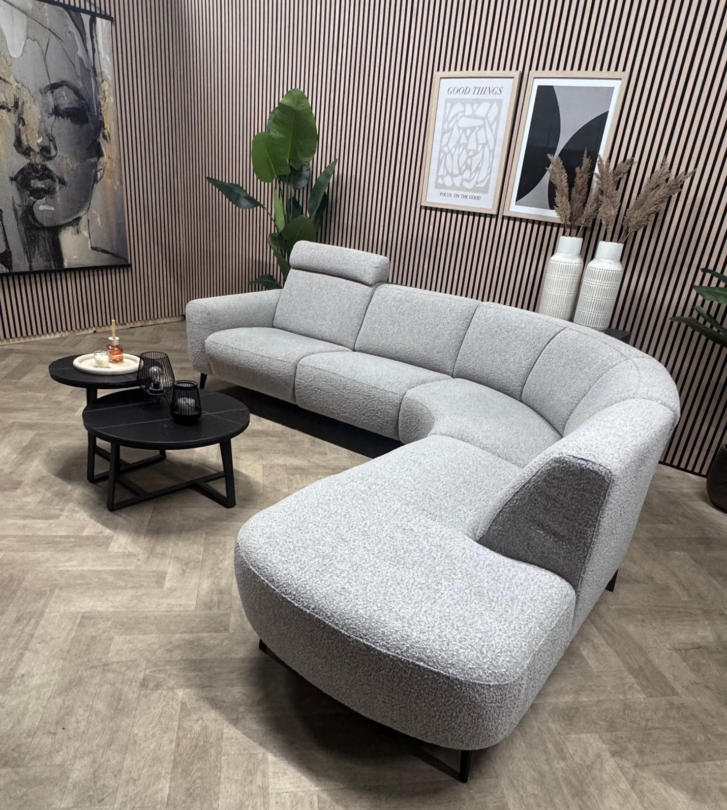 ZGAN Luxe Organische Bouclé Hoekbank - Grijs - 290 x 245, 250 tot 300 cm, -, -, Hoekbank