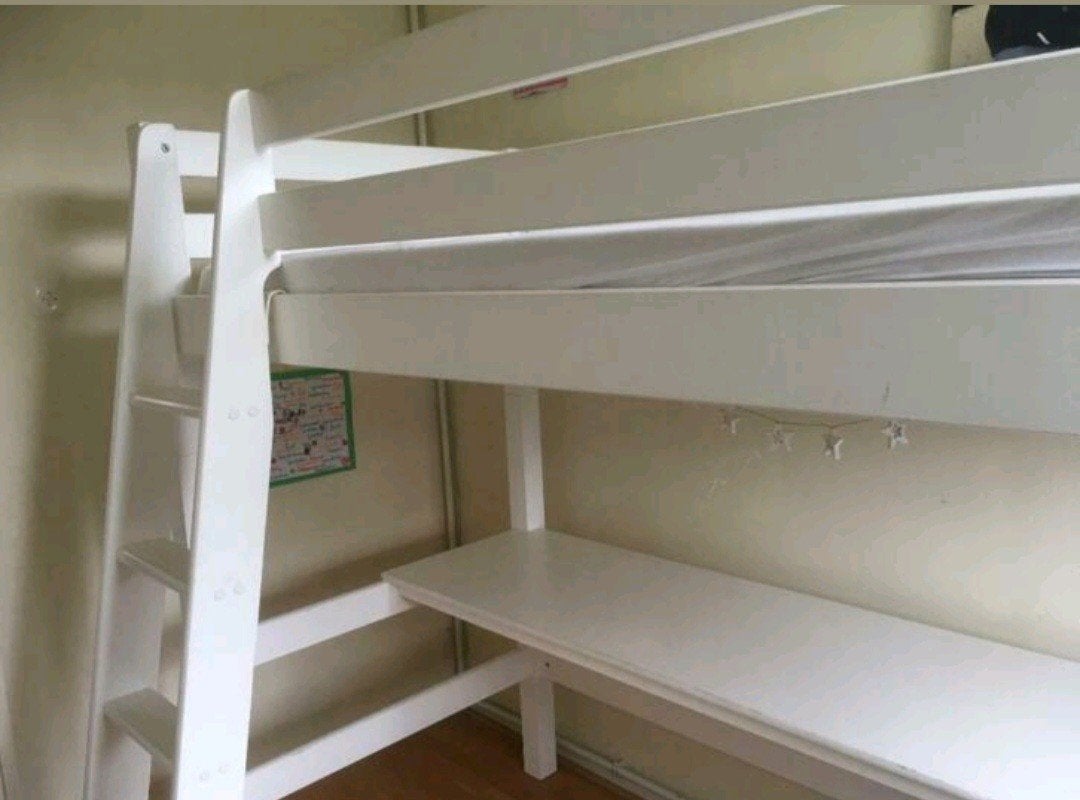 witte Flexworld Star hoogslaper 200 x 90cm met bureau., Ophalen, Gebruikt, Eenpersoons, 90 cm