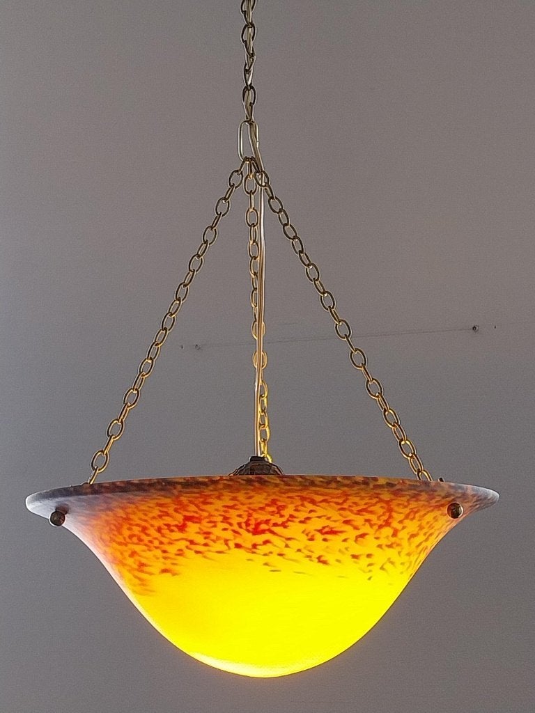 Franse Art Deco hanglamp glaspasta Vianne gesigneerd, Ophalen of Verzenden