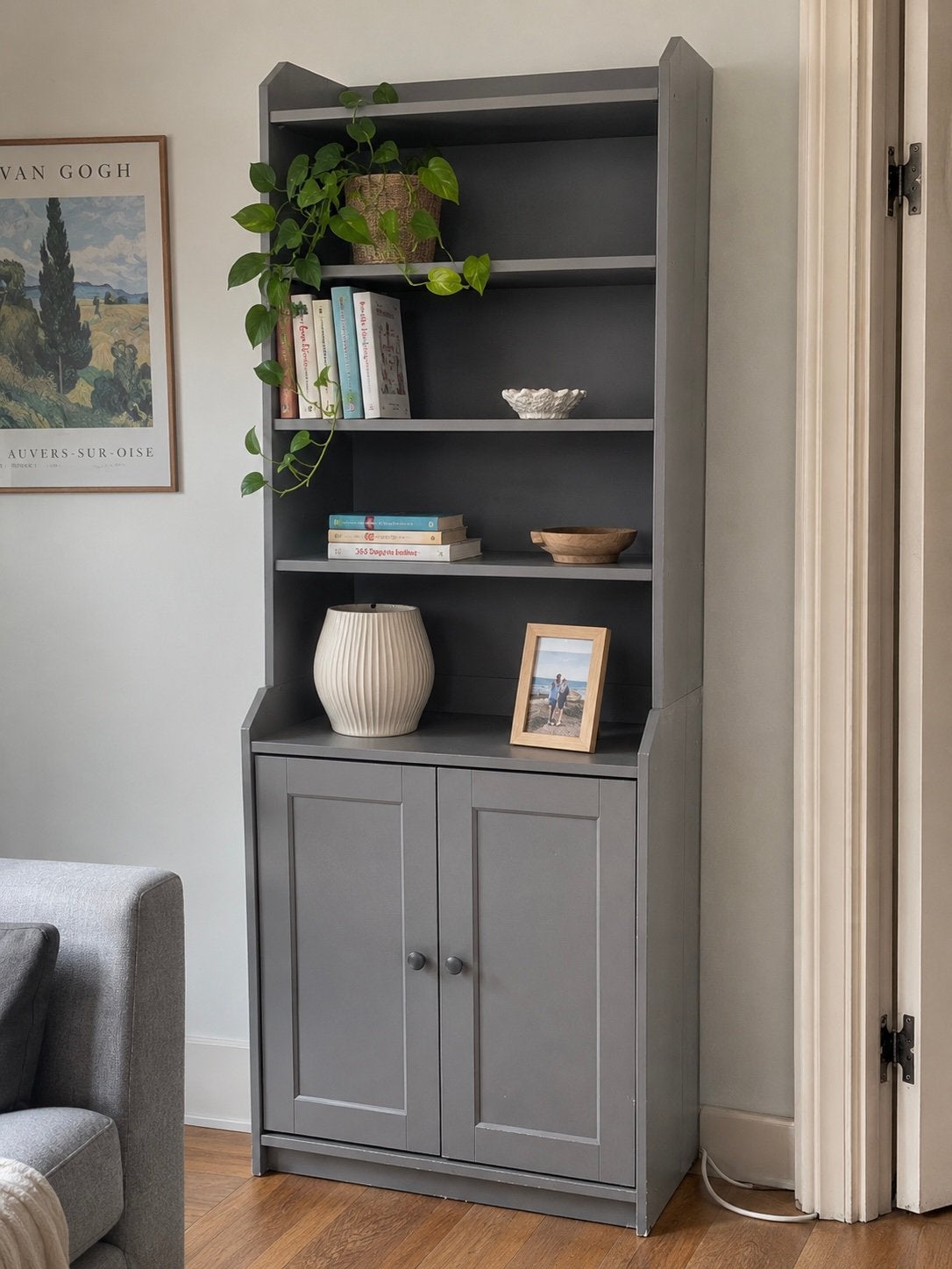 Gratis Ikea hauga buffet kast / boekenkast grijs, Ophalen, Zo goed als nieuw, Hout, Overige typen