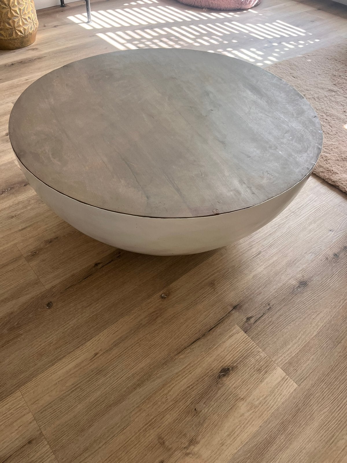 Ronde drum salontafel, bowl tafel, Ophalen, Zo goed als nieuw, Rond