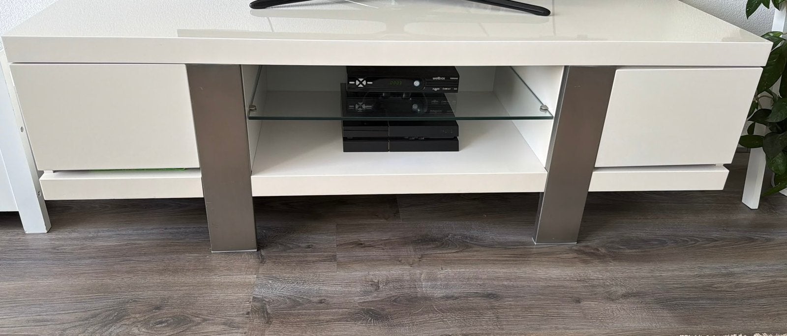 Hoogglans wit tv-meubel, Ophalen, Gebruikt, 25 tot 50 cm, Minder dan 100 cm