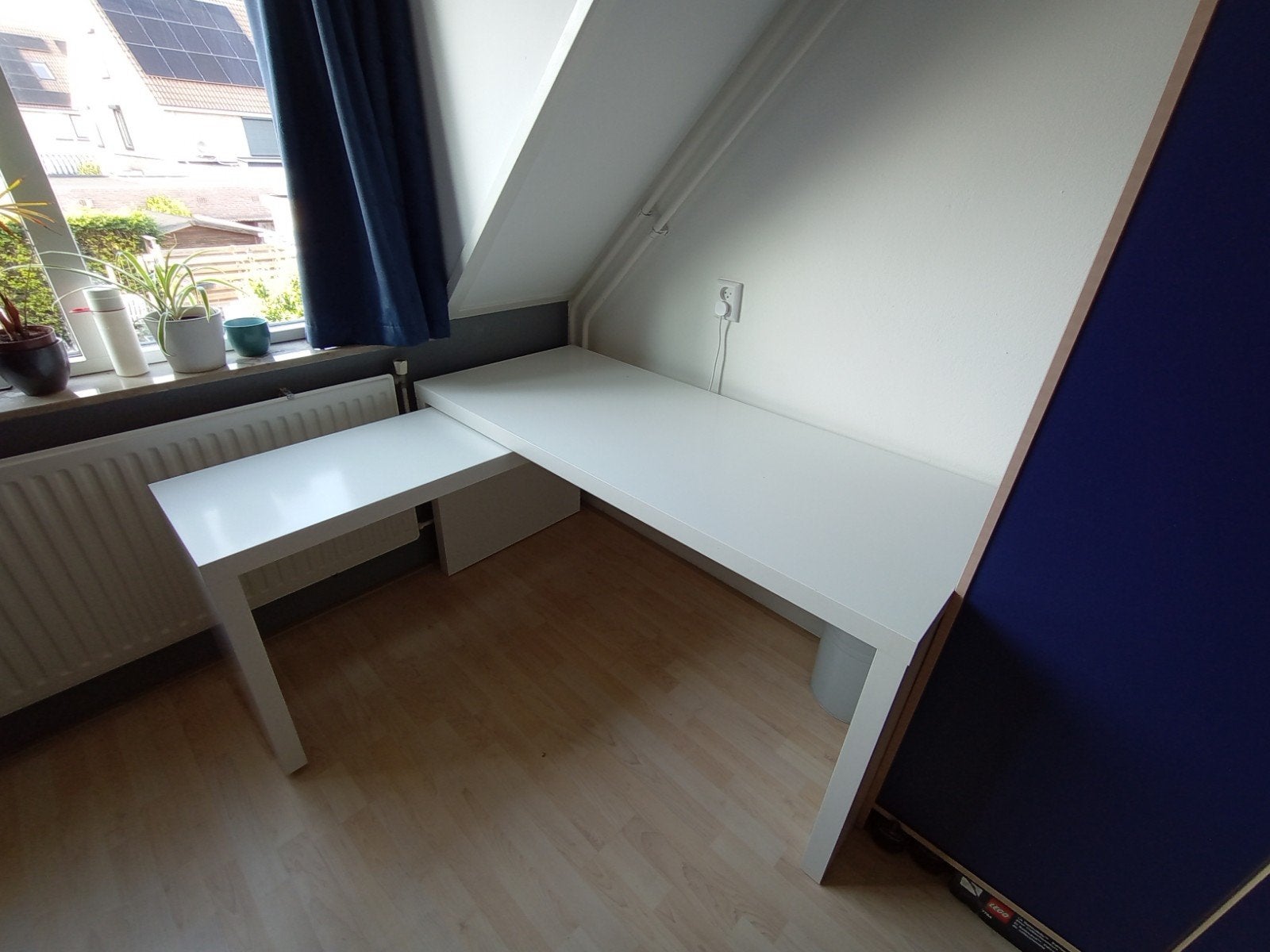 Wit hoekbureau, MALM (Ikea), Huis en Inrichting, Bureaus, Ophalen, Gebruikt, Spaanplaat of MDF, Hoekbureau