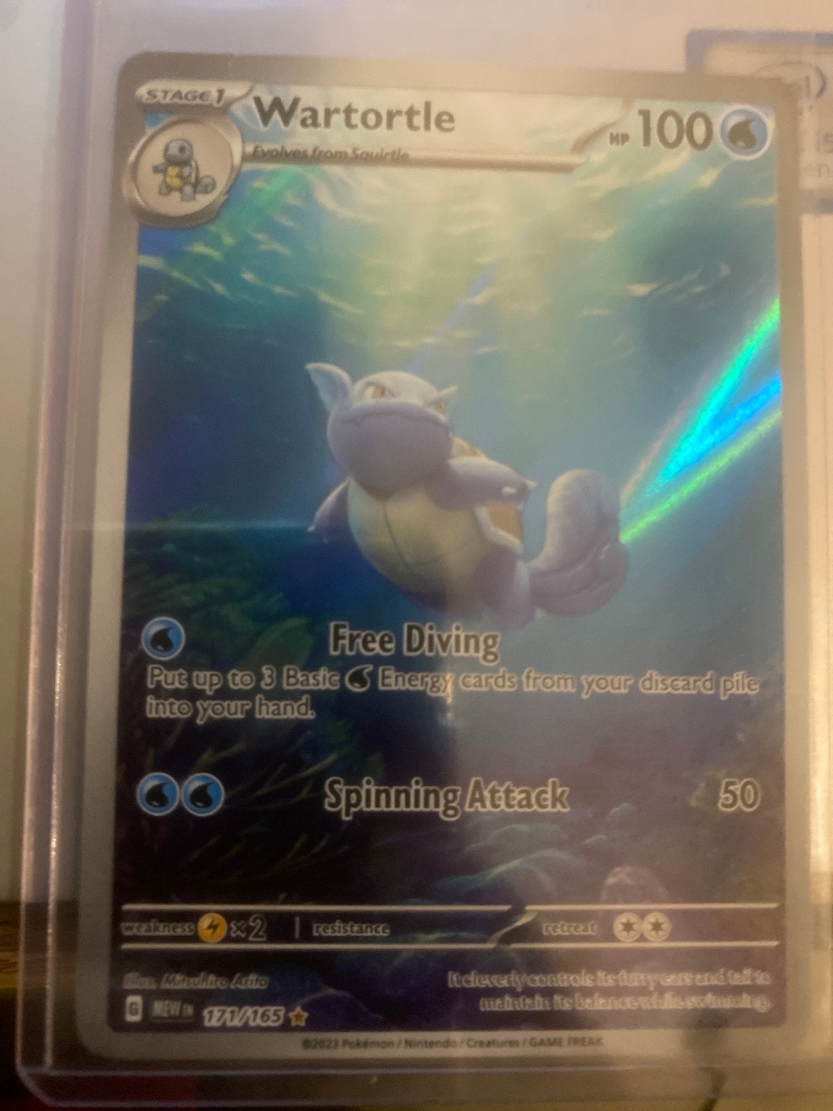 Wartortle 171/165 Reverse Holo Pokémon Kaart, Ophalen of Verzenden, Zo goed als nieuw, Losse kaart, Foil