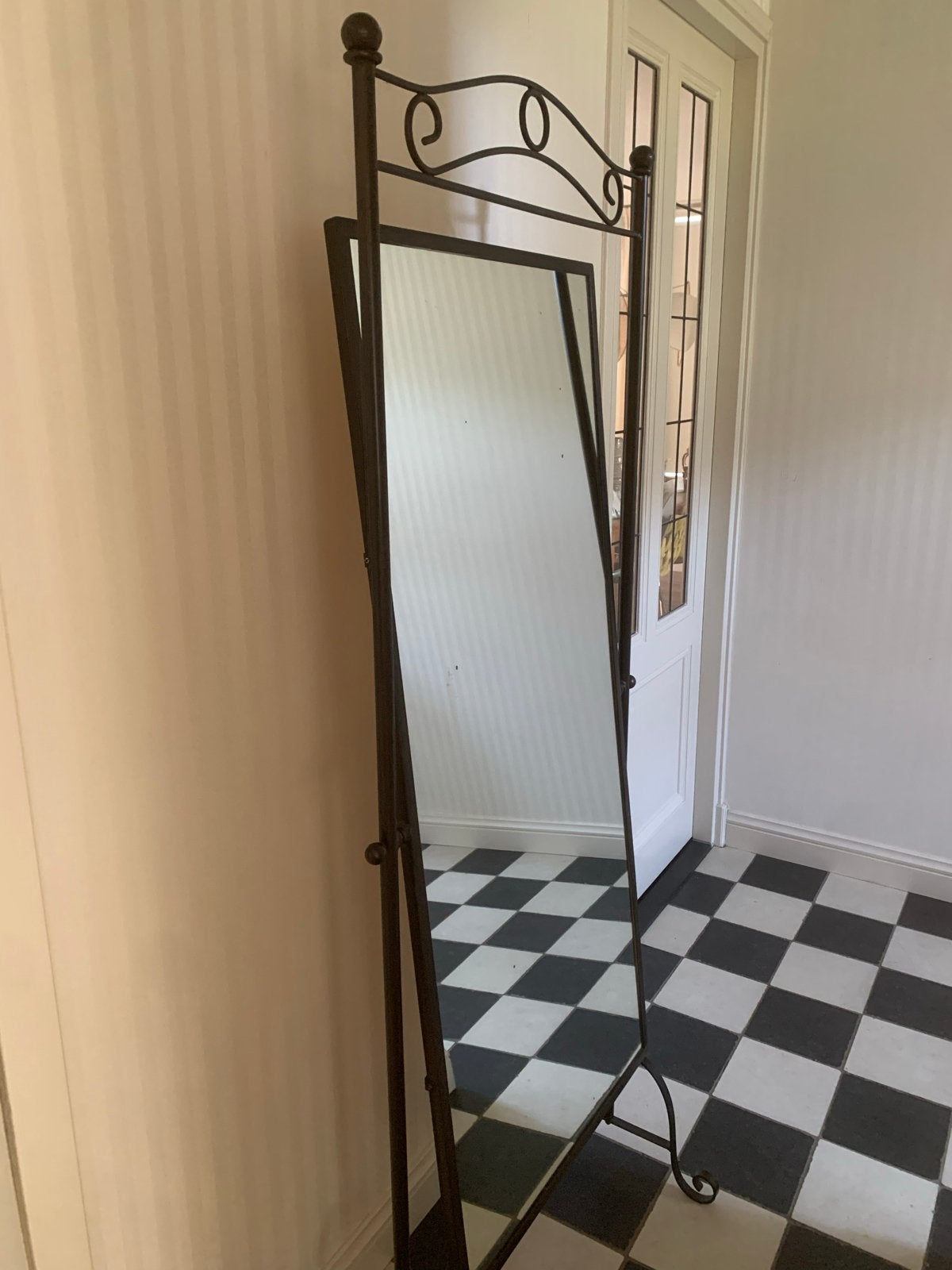 Verplaatsbare passpiegel met metalen frame (185x70cm), Ophalen, Gebruikt, 150 tot 200 cm, Rechthoekig