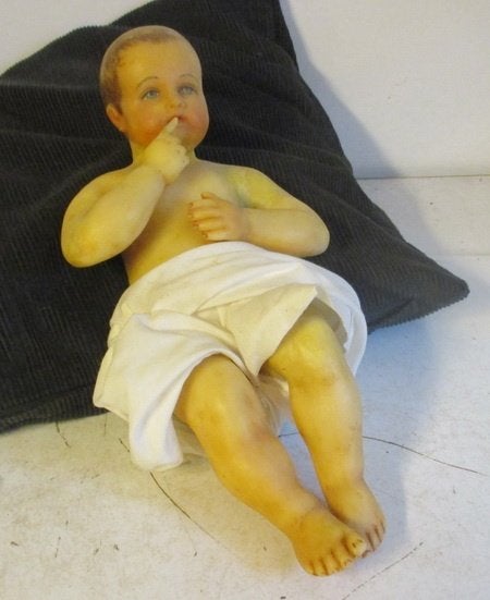 antieke wassen baby kerstkind Jezus volledig in was, Ophalen